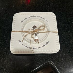 Mud Pie White Ceramic Citrus Squeezer Plate